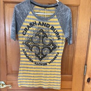 Crash & Burn Gray and Yellow Women’s Shirt